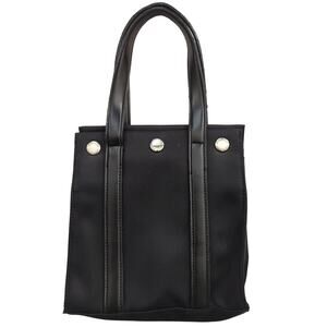 Nine West small Black Satchel Handbag Silver Snap closure on top 7 x 7 x 2.5